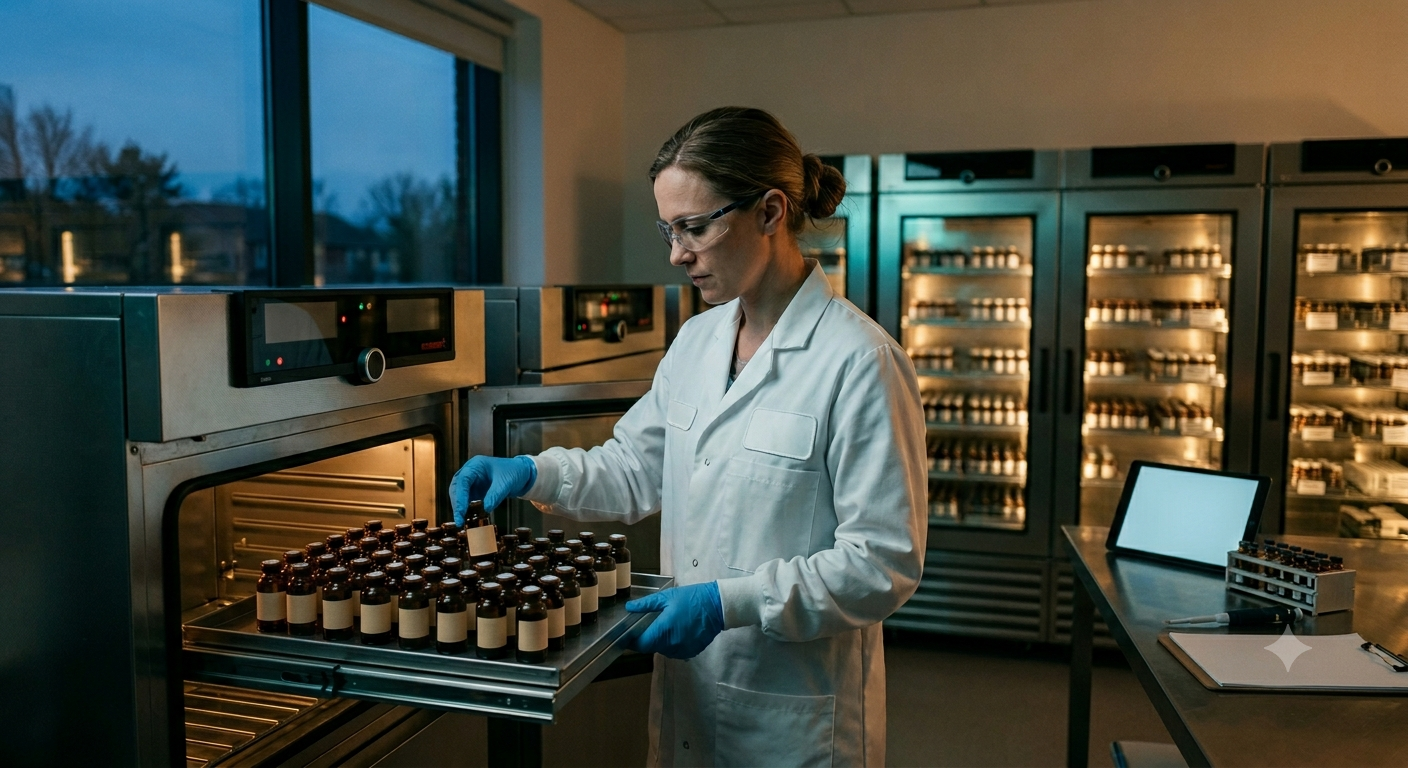 Pulling stability samples from an environmental chamber in a pharma QC lab